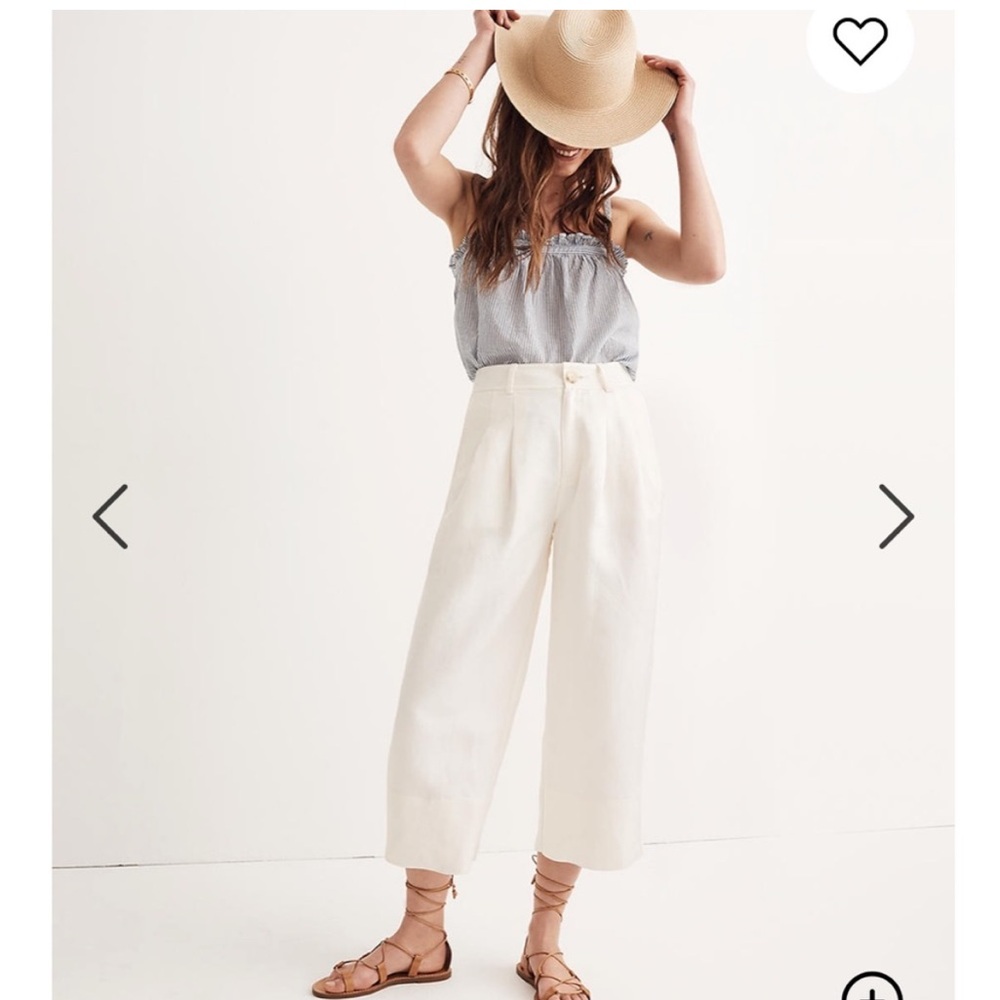 Madewell Wide Leg White Linen Pants